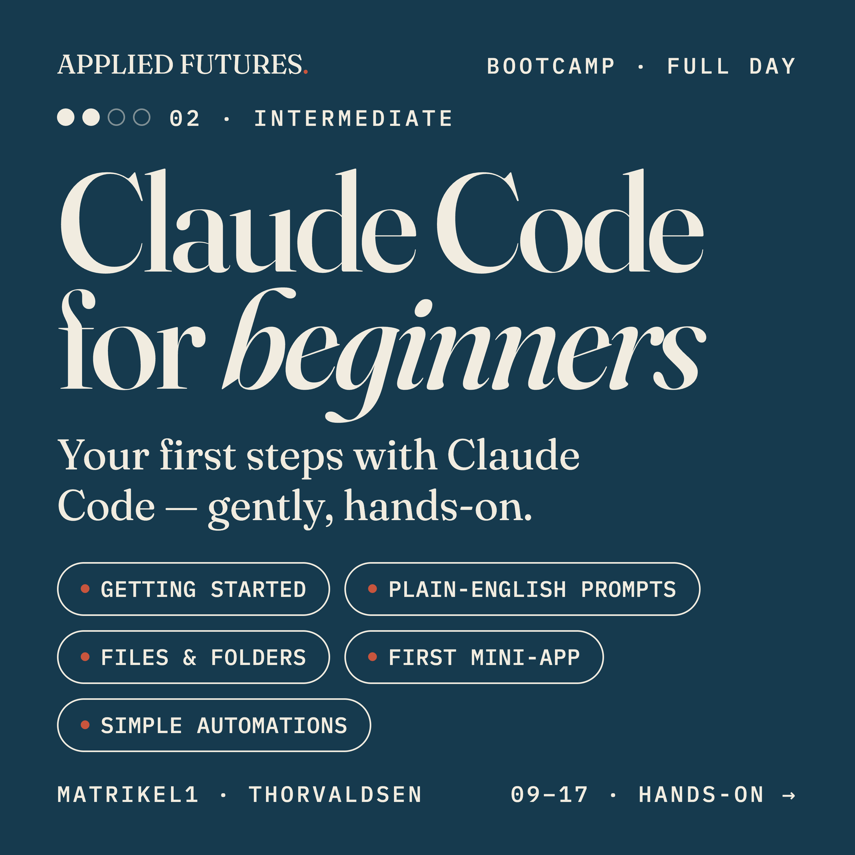 Claude Code for beginners — Applied Futures bootcamp