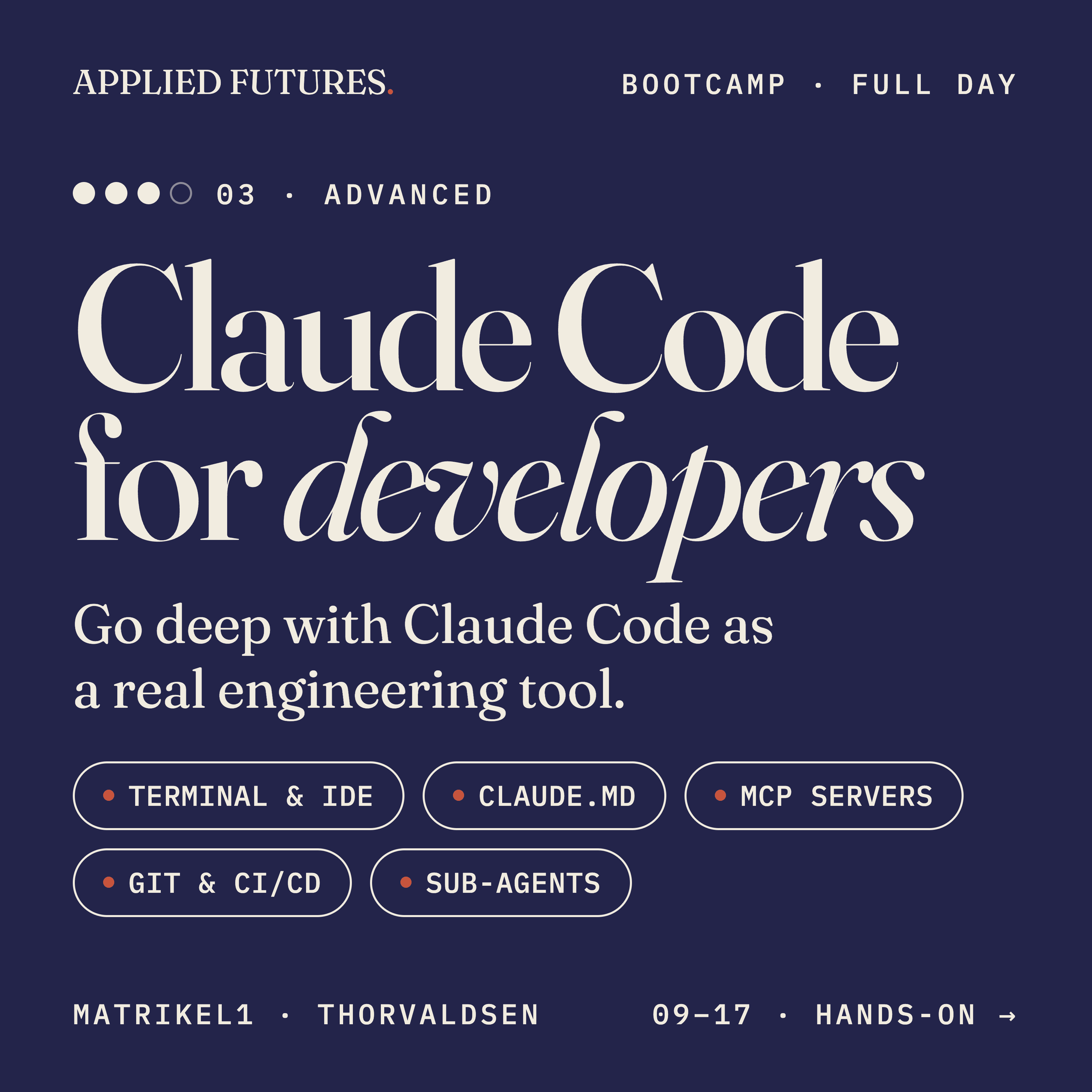 Claude Code for developers — Applied Futures bootcamp